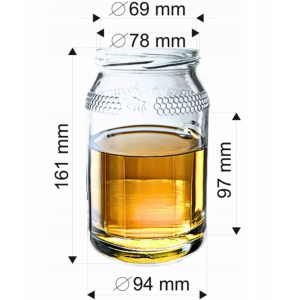 6x 900ml Słoik szklany słoiki szklane z wzorem miodowym na miód bez zakrętki